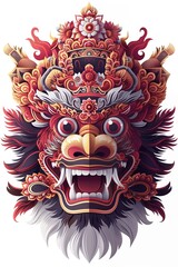 Fototapeta premium Intricate Balinese Barong Mask Illustration