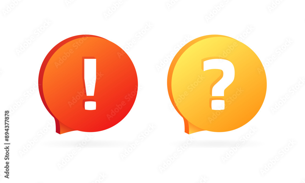 Poster exclamation mark and question mark set icons. message bubble icons. flat style. vector icons.