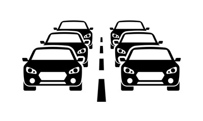 Car banner. Road Icon. Silhouette Style. Vector illustration.