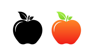 Apple Set Icons. Silhouette and flat styles. Vector icons.