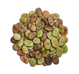 top view flat lay pile of dry broad bean isolated on white background