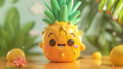 Smiling Pineapple in a Tropical Setting