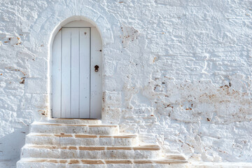 White Doorway With Stone Steps