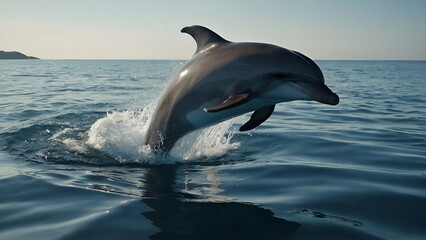 Fototapeta premium Dolphins creating mesmerizing splash patterns in the waves