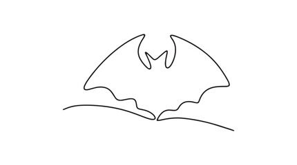 Drawing for halloween with one continuous line. Bats in single line.  Linear minimalistic modern illustration. Simple vector illustration isolated on white background