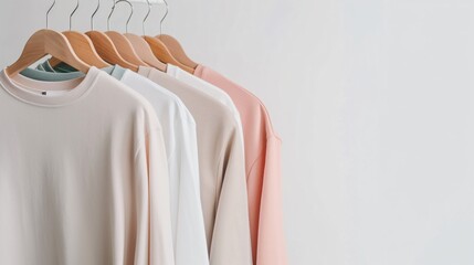 Neutral tones fashion collection - Minimalist wardrobe on hangers 