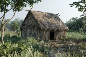 ai generative American tribal houses made of wood