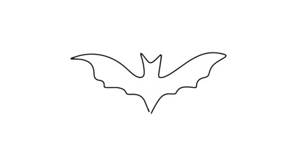 Drawing for halloween with one continuous line. Bats in single line.  Linear minimalistic modern illustration. Simple vector illustration isolated on white background