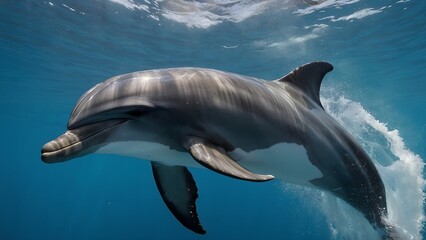 Fototapeta premium A dolphin soaring through the air with grace