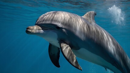 Fototapeta premium Dolphins playing in the sparkling ocean water