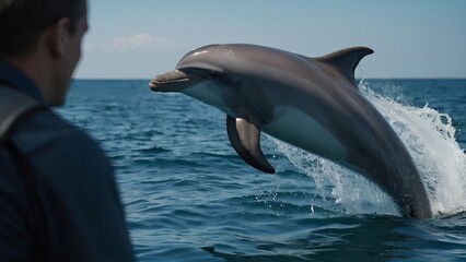 Obraz premium Dolphins playing tag in the turquoise sea waves