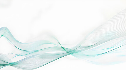 abstract background with green and blue waves on white, light gray and sky-blue tones,