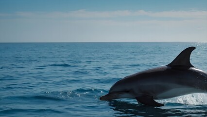 Fototapeta premium A dolphin diving elegantly beneath the surface