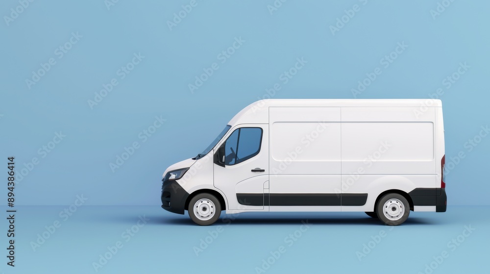 Poster augmented reality delivery van with package tracking, innovative tech-enabled logistics, ideal for a