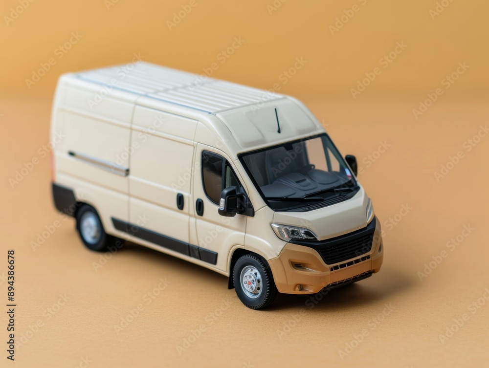 Poster augmented reality delivery van, a modern delivery vehicle showcasing advanced package tracking and t