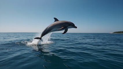 Obraz premium Dolphins riding the crest of a wave together in perfect harmony