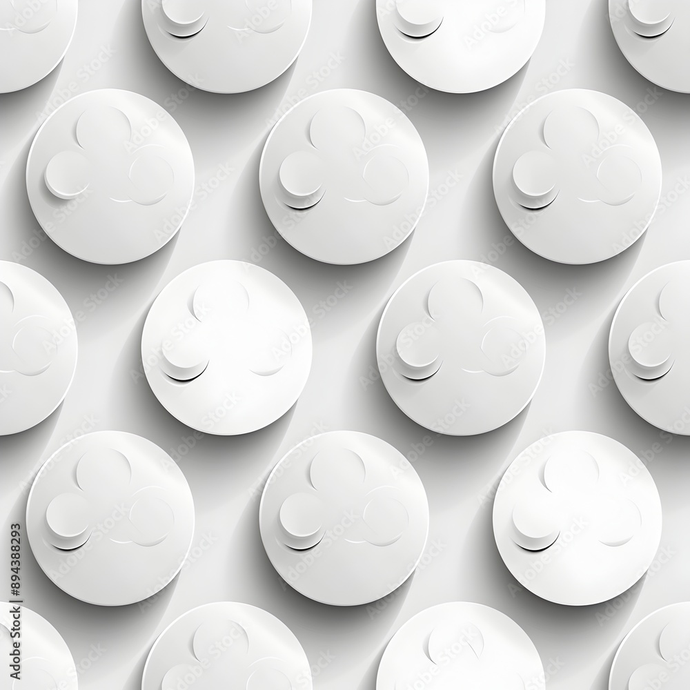 Poster vector background with white circles and shadows, seamless pattern