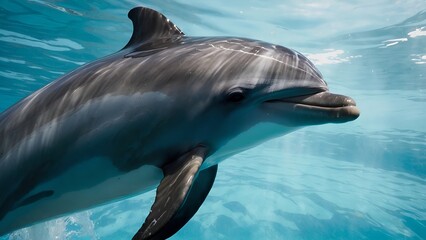 Naklejka premium A dolphin making a graceful arc in the sky