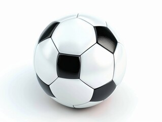 Fototapeta premium A black and white soccer ball with sewn details, placed on a table.