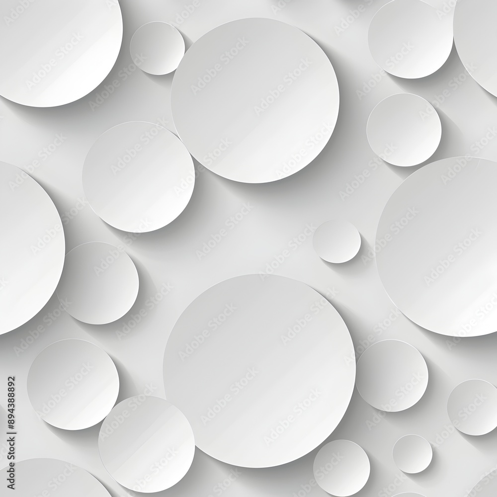 Poster vector background with white circles and shadows, seamless pattern