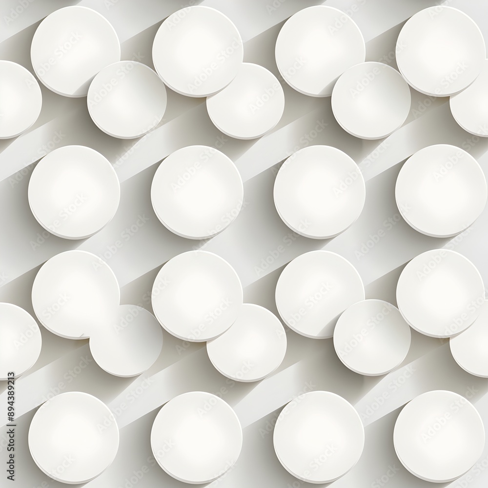 Poster vector background with white circles and shadows, seamless pattern