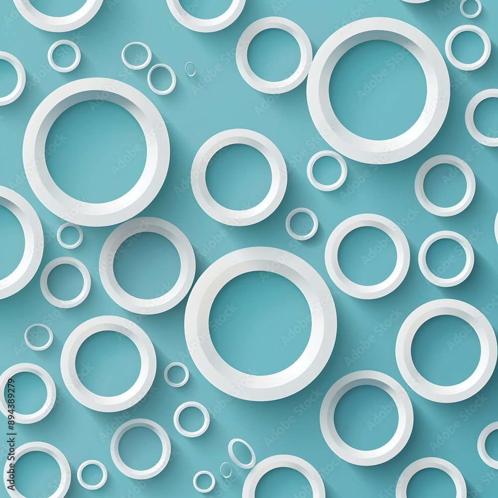 Poster vector background with white circles and shadows, seamless pattern