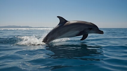 Naklejka premium Dolphins swimming close together in the warm sea