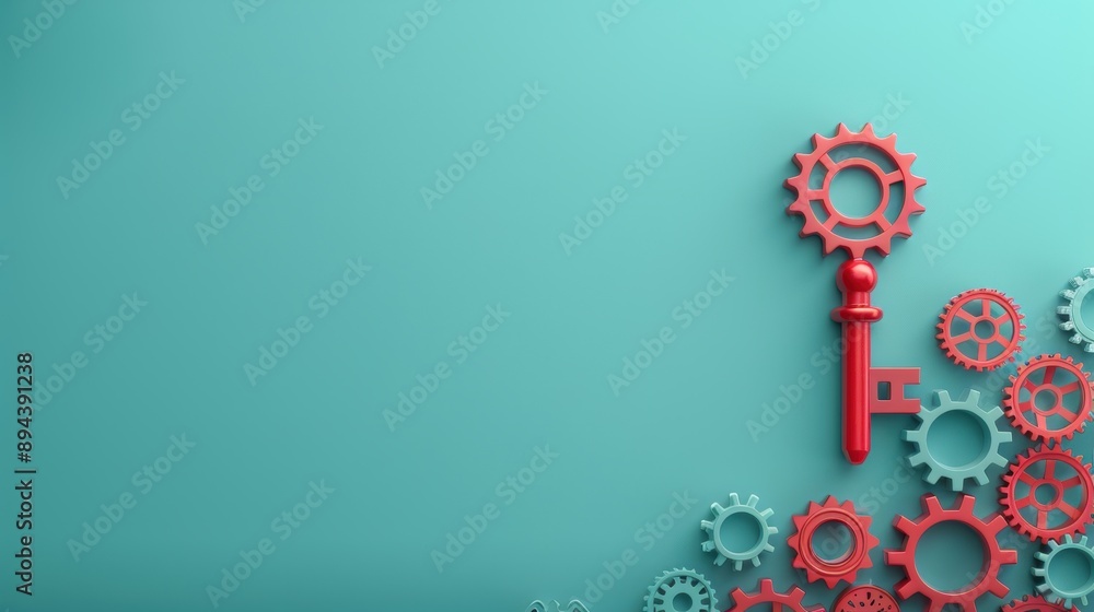 Aufkleber a symbolic representation of a key amidst gears and cogs, illustrating the concept of unlocking oppo