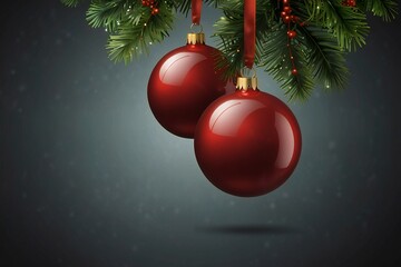 genrative ai Christmas decoration on a green background. Christmas and New Year concept.
