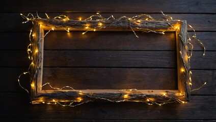genrative ai Radiant Wooden Lights Frame: Aerial Minimalism with Rustic Americana Touch
