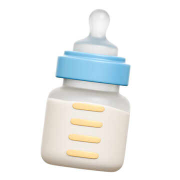 Baby Milk Bottle 3D Rendering Icon Isolated Transparent Background	