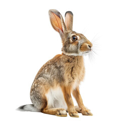 Portrait of an Alert Rabbit Against a Transparent background