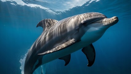 Fototapeta premium Dolphins racing through the waves with energy and enthusiasm