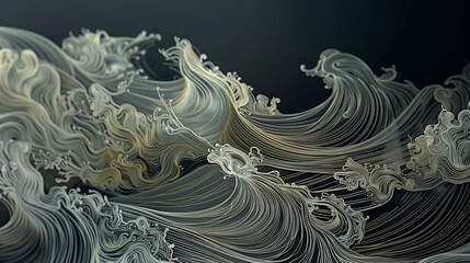 elegant gold and black wave patterns with intricate line work and swirling details in a luxurious and sophisticated design