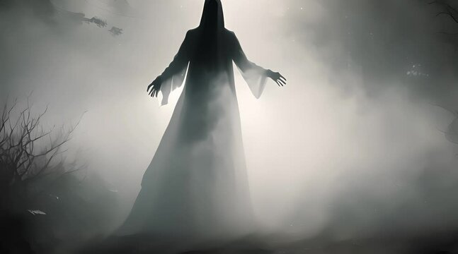 Creepy background scene with demonic apparitions, generated ai