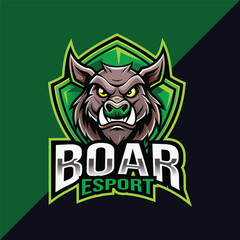 Boar or pig Esport mascot logo design with shield