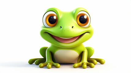 Obraz premium cute cartoon frog with big eyes and smile, illustration for kids