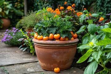 Harvesting pots in garden design showcase the practical and aesthetic aspects of gardening. 