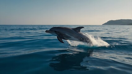 Fototapeta premium Dolphins creating beautiful water trails as they swim together