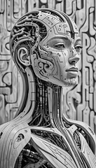 Futuristic female cyborg face, sci-fi concept 