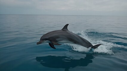 Fototapeta premium A dolphin leaping high from the water with sheer delight