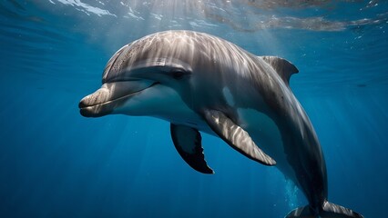 Fototapeta premium Dolphins creating beautiful splash patterns in the water
