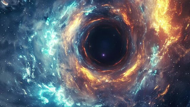 3d render of black hole at the outer space