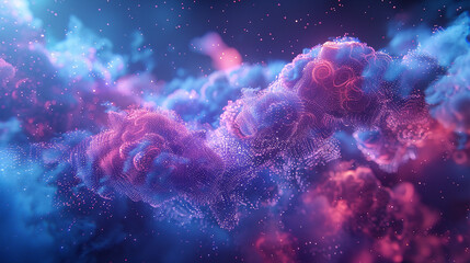 Naklejka premium Cloud futuristic scene. Big data cloud