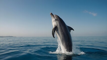 Fototapeta premium Dolphins creating graceful arcs as they swim in perfect synchrony
