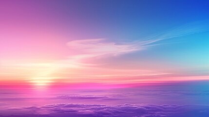 Obraz premium The sunset is mesmerizing, with vibrant pink, purple, and blue colors, casting an ethereal glow over the clouds