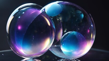 Glass Ball with Purple and Blue Design and Light Shining in Background