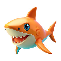 shark icon bright orange and blue color in plastic 3d style