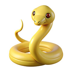 Fototapeta premium snake icon bright yellow color in plastic 3d style
