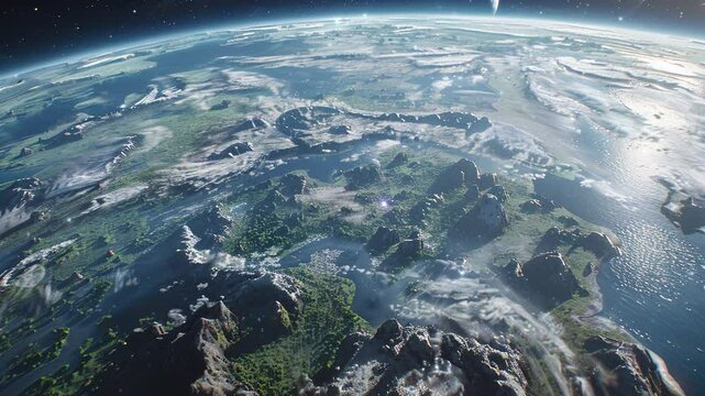 cinematic view of earth surface in space